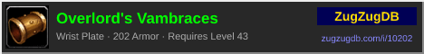 Overlord's Vambraces: forum signature banner