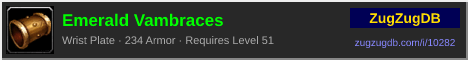 Emerald Vambraces: forum signature banner