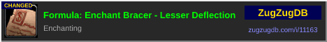 Formula: Enchant Bracer - Lesser Deflection: forum signature banner