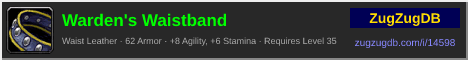 Warden's Waistband: forum signature banner