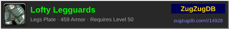 Lofty Legguards: forum signature banner