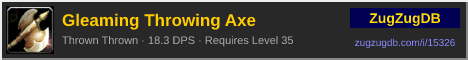 Gleaming Throwing Axe: forum signature banner