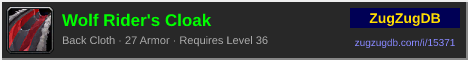 Wolf Rider's Cloak: forum signature banner