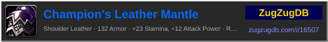 Champion's Leather Mantle: forum signature banner