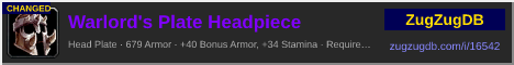 Warlord's Plate Headpiece: forum signature banner