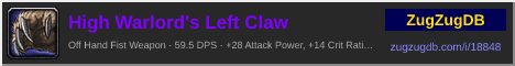 High Warlord's Left Claw: forum signature banner