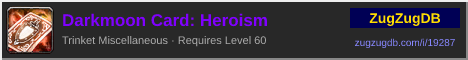 Darkmoon Card: Heroism: forum signature banner