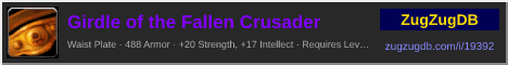 Girdle of the Fallen Crusader: forum signature banner