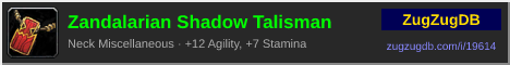 Zandalarian Shadow Talisman: forum signature banner