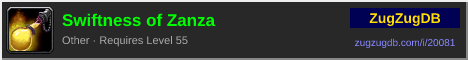Swiftness of Zanza: forum signature banner
