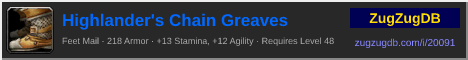 Highlander's Chain Greaves: forum signature banner