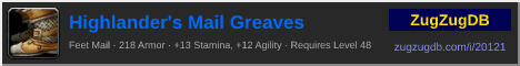 Highlander's Mail Greaves: forum signature banner