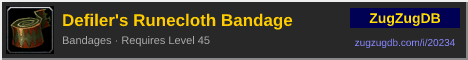 Defiler's Runecloth Bandage: forum signature banner
