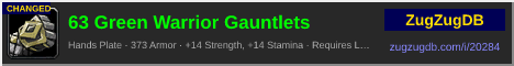 63 Green Warrior Gauntlets: forum signature banner