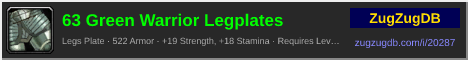 63 Green Warrior Legplates: forum signature banner