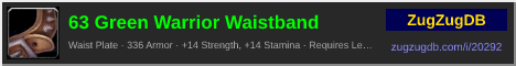 63 Green Warrior Waistband: forum signature banner