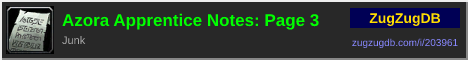 Azora Apprentice Notes: Page 3: forum signature banner