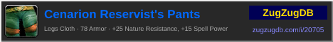 Cenarion Reservist's Pants: forum signature banner