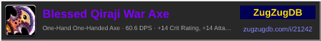 Blessed Qiraji War Axe: forum signature banner