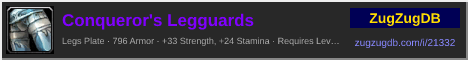 Conqueror's Legguards: forum signature banner