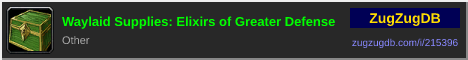 Waylaid Supplies: Elixirs of Greater Defense: forum signature banner