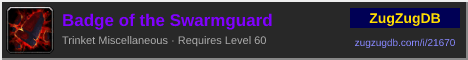 Badge of the Swarmguard: forum signature banner