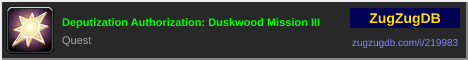 Deputization Authorization: Duskwood Mission III: forum signature banner