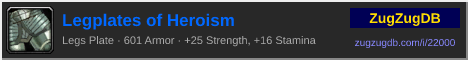 Legplates of Heroism: forum signature banner