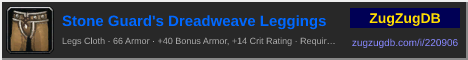 Stone Guard's Dreadweave Leggings: forum signature banner