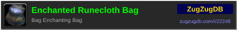 Enchanted Runecloth Bag: forum signature banner