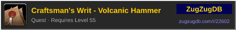 Craftsman's Writ - Volcanic Hammer: forum signature banner