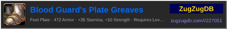 Blood Guard's Plate Greaves: forum signature banner