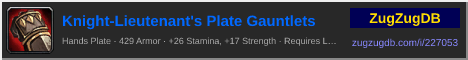 Knight-Lieutenant's Plate Gauntlets: forum signature banner