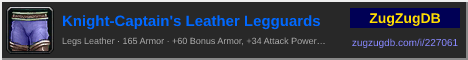 Knight-Captain's Leather Legguards: forum signature banner