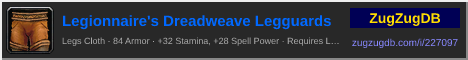 Legionnaire's Dreadweave Legguards: forum signature banner