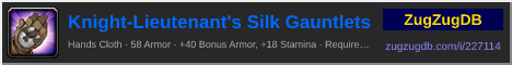 Knight-Lieutenant's Silk Gauntlets: forum signature banner