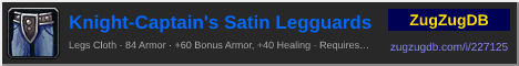 Knight-Captain's Satin Legguards: forum signature banner