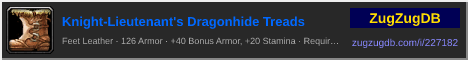Knight-Lieutenant's Dragonhide Treads: forum signature banner