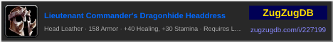 Lieutenant Commander's Dragonhide Headdress: forum signature banner