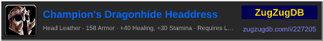 Champion's Dragonhide Headdress: forum signature banner
