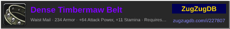 Dense Timbermaw Belt: forum signature banner