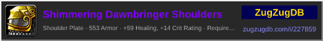 Shimmering Dawnbringer Shoulders: forum signature banner