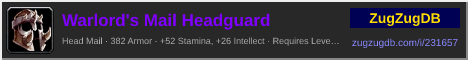 Warlord's Mail Headguard: forum signature banner