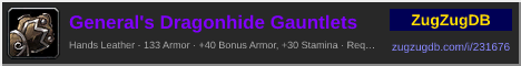 General's Dragonhide Gauntlets: forum signature banner