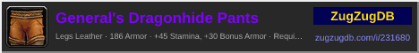 General's Dragonhide Pants: forum signature banner