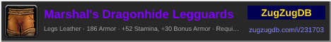 Marshal's Dragonhide Legguards: forum signature banner