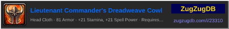 Lieutenant Commander's Dreadweave Cowl: forum signature banner