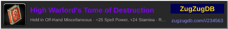 High Warlord's Tome of Destruction: forum signature banner