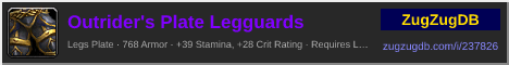Outrider's Plate Legguards: forum signature banner