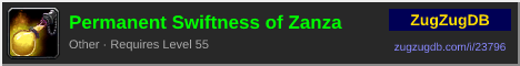 Permanent Swiftness of Zanza: forum signature banner
